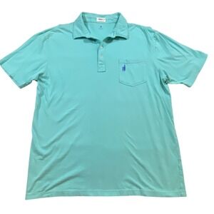 Johnnie O Mens Aqua Blue Pocket Polo Shirt Size XL 100 Cotton